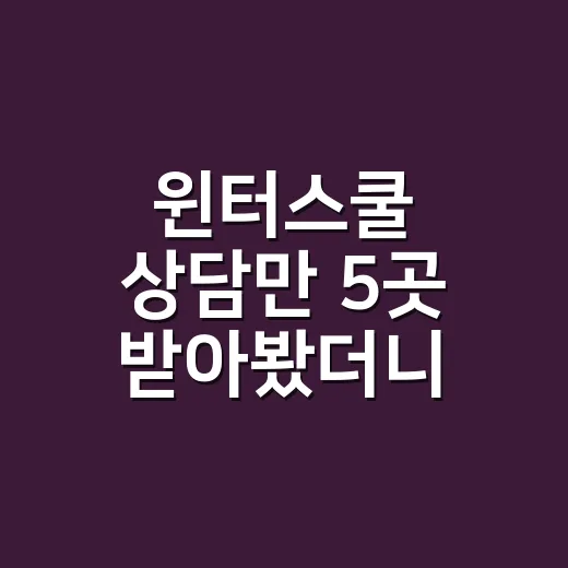 윈터스쿨 상담만 5곳 받아봤더니, 생각보다 먼저 봐야 할 것들 - 요약