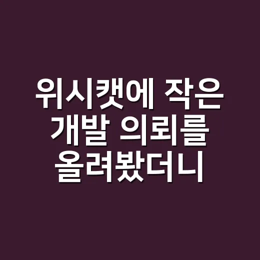 위시캣에 작은 개발 의뢰를 올려봤더니 생각보다 먼저 준비할 게 많았다 - 요약
