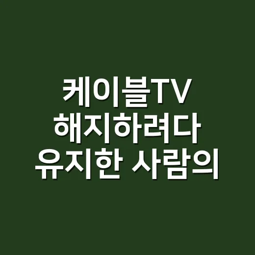 케이블TV 해지하려다 유지한 사람의 진짜 계산 후기 - 요약