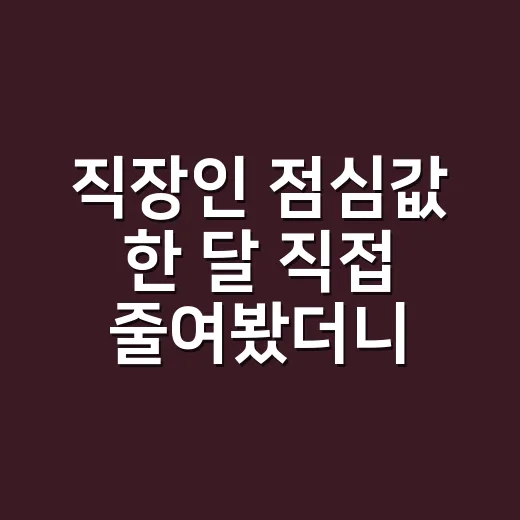 직장인 점심값 한 달 직접 줄여봤더니 생각보다 티가 났다 - 요약