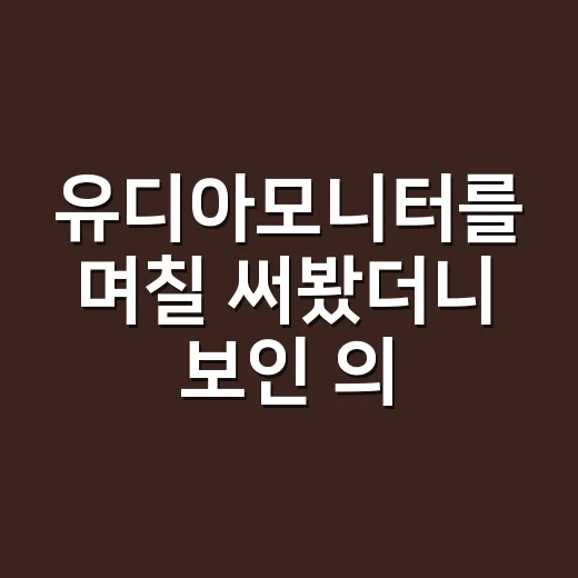 유디아모니터를 며칠 써봤더니 보인 의외의 장단점 - 요약