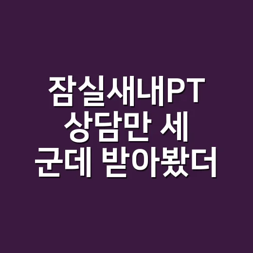 잠실새내PT 상담만 세 군데 받아봤더니 보인 의외의 차이 - 요약