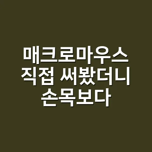 매크로마우스 직접 써봤더니 손목보다 먼저 편해진 건 마음이었다 - 요약