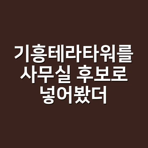 기흥테라타워를 사무실 후보로 넣어봤더니 생각보다 먼저 봐야 할 것들 - 요약