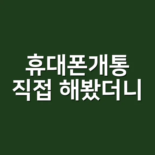 휴대폰개통 직접 해봤더니, 생각보다 먼저 챙겨야 할 게 많았다 - 요약
