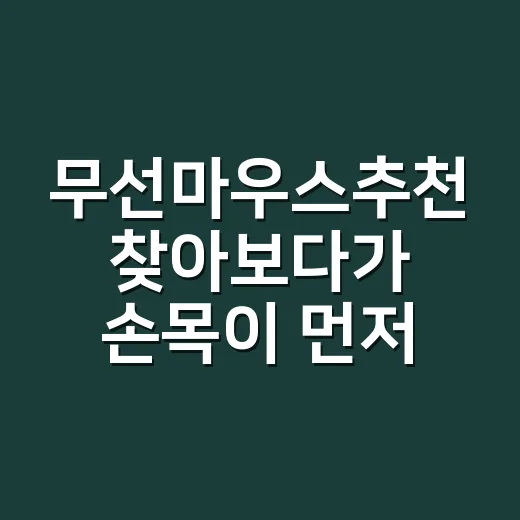 무선마우스추천 찾아보다가 손목이 먼저 답을 줬던 후기 - 요약