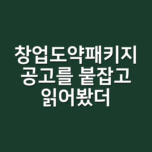 창업도약패키지 공고를 붙잡고 읽어봤더니, 돈보다 먼저 보이는 것들 - 요약