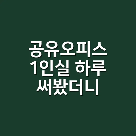 공유오피스 1인실 하루 써봤더니, 집중보다 먼저 보인 현실적인 것들 - 요약