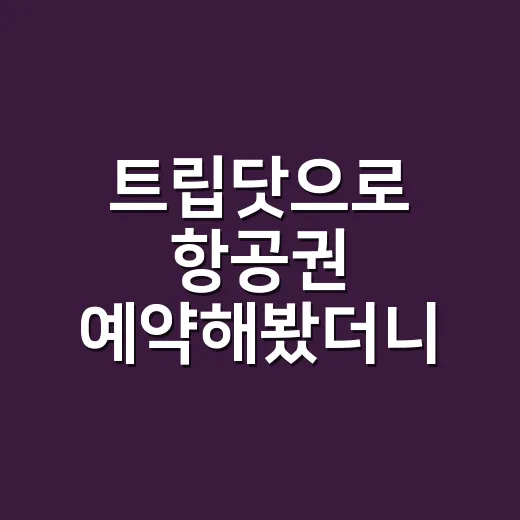 트립닷으로 항공권 예약해봤더니, 싸다고 바로 누르면 안 되는 이유 - 요약
