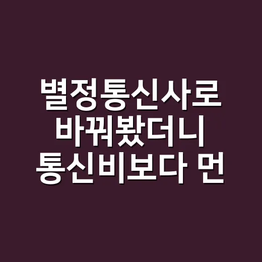 별정통신사로 바꿔봤더니 통신비보다 먼저 보인 것들 - 요약