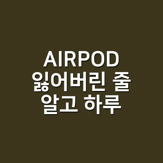 AIRPOD 잃어버린 줄 알고 하루 종일 뒤진 뒤 알게 된 습관들 - 요약