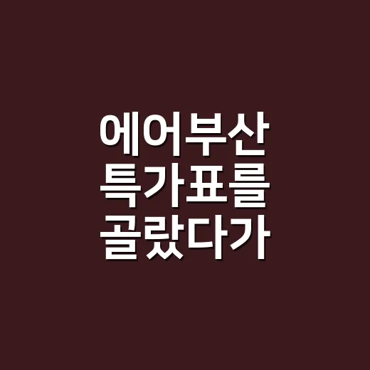 에어부산 특가표를 골랐다가 수하물에서 멈칫했다 - 요약