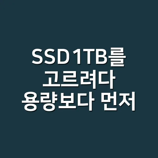 SSD1TB를 고르려다 용량보다 먼저 본 것들 - 요약