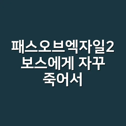 패스오브엑자일2 보스에게 자꾸 죽어서 바꾼 것들 - 요약