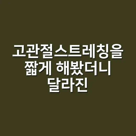고관절스트레칭을 짧게 해봤더니 달라진 점 - 요약