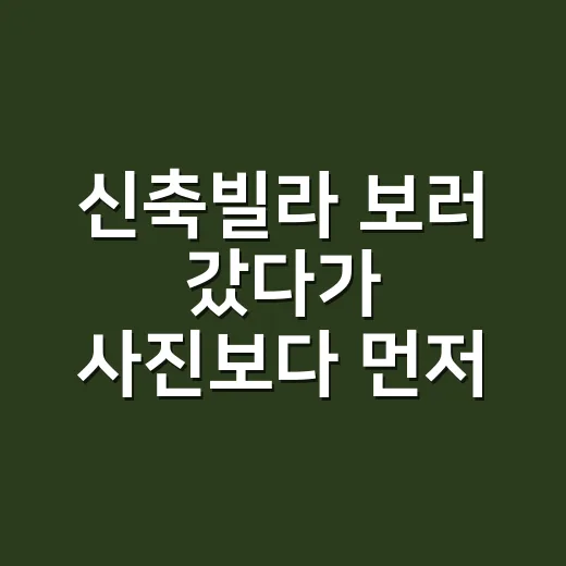 신축빌라 보러 갔다가 사진보다 먼저 확인한 것들 - 요약