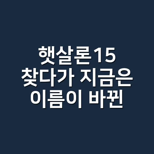햇살론15 찾다가 지금은 이름이 바뀐 걸 알았다 - 요약