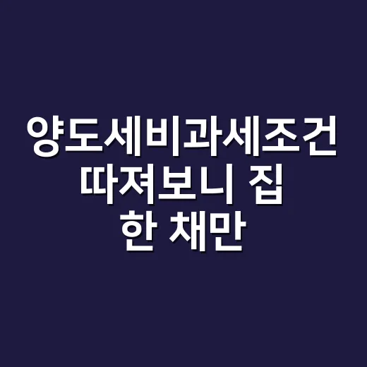 양도세비과세조건 따져보니 집 한 채만으론 부족했다 - 요약