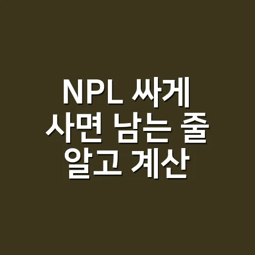 NPL 싸게 사면 남는 줄 알고 계산해봤더니 - 요약