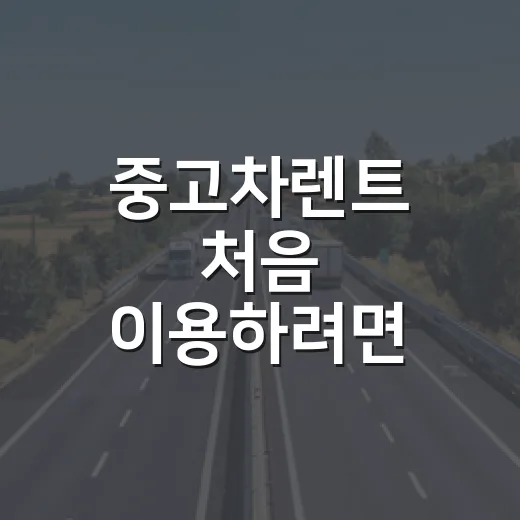 중고차렌트 처음 이용하려면 이렇게 고르세요 - 요약