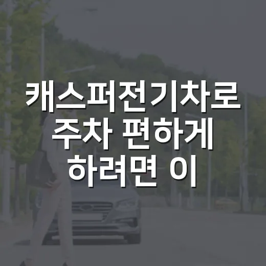 캐스퍼전기차로 주차 편하게 하려면 이렇게 따져보면 됩니다 - 요약