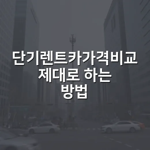 단기렌트카가격비교 제대로 하는 방법, 총액 안 보면 은근히 손해 봅니다 - 요약