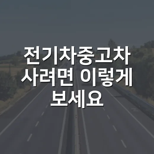 전기차중고차 사려면 이렇게 보세요: 배터리부터 충전 습관까지 놓치면 돈 나가는 체크법 - 요약