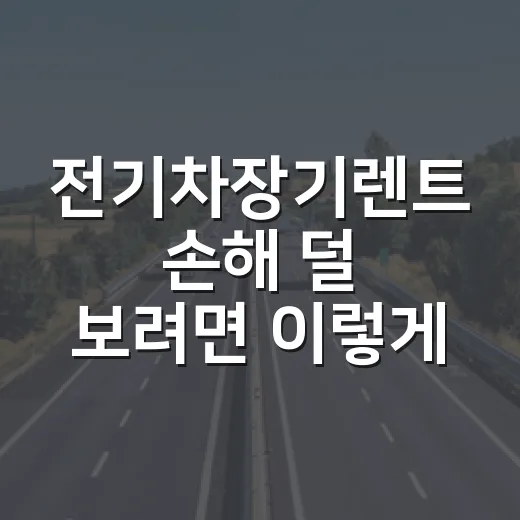 전기차장기렌트 손해 덜 보려면 이렇게 비교하세요 - 요약