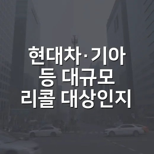 현대차·기아 등 대규모 리콜 대상인지 확인하는 방법 - 요약