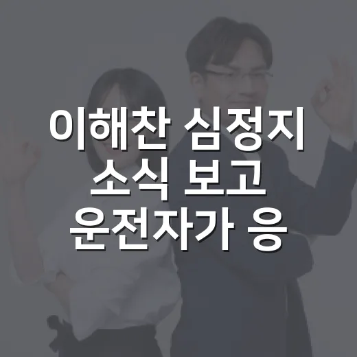 이해찬 심정지 소식 보고 운전자가 응급상황에 대처하는 방법 - 요약
