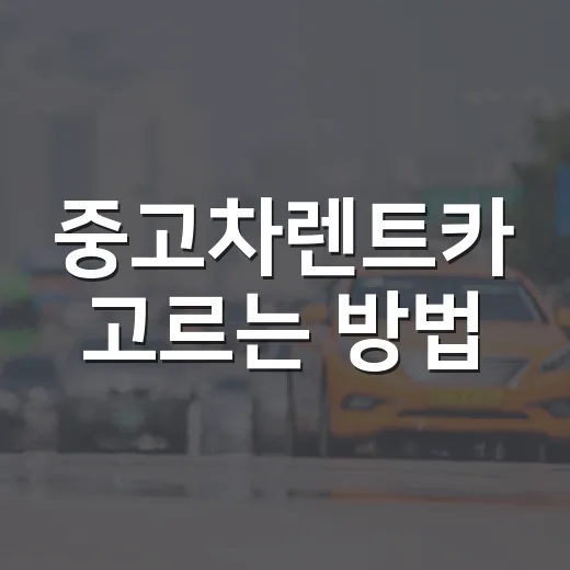 중고차렌트카 고르는 방법, 싼 월 렌트료보다 먼저 볼 것들 - 요약