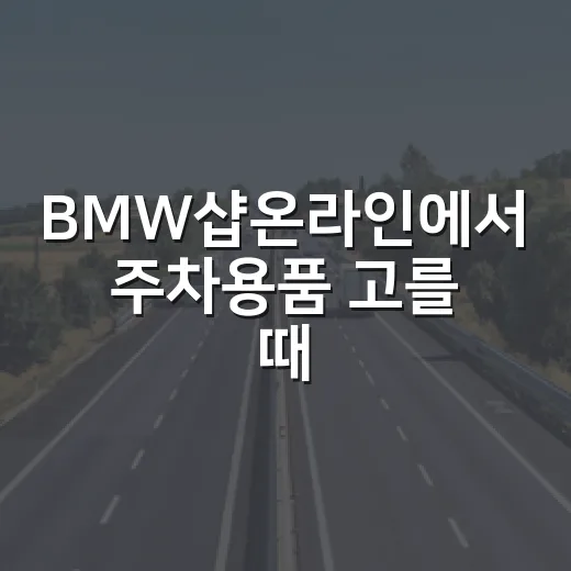 BMW샵온라인에서 주차용품 고를 때 실패 줄이는 방법 - 요약