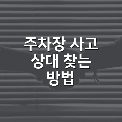 주차장 사고 상대 찾는 방법, 수사의달인처럼 증거 남기려면 이렇게 - 요약