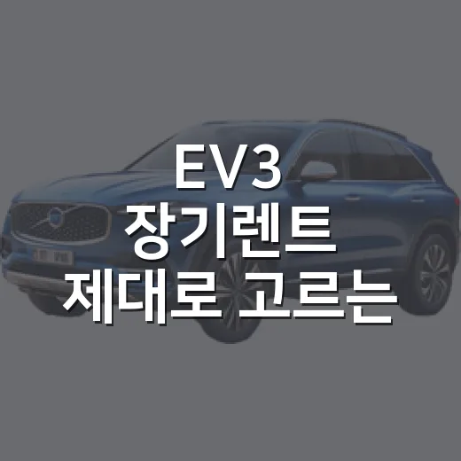 EV3 장기렌트 제대로 고르는 방법, 월 납입금보다 먼저 볼 것들 - 요약