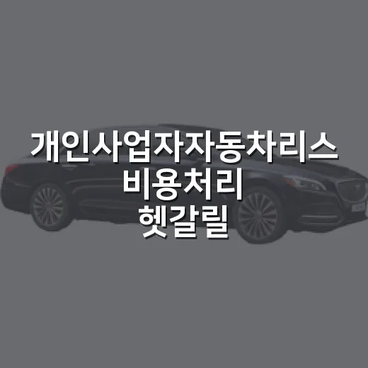 개인사업자자동차리스 비용처리 헷갈릴 때 이렇게 고르는 방법 - 요약