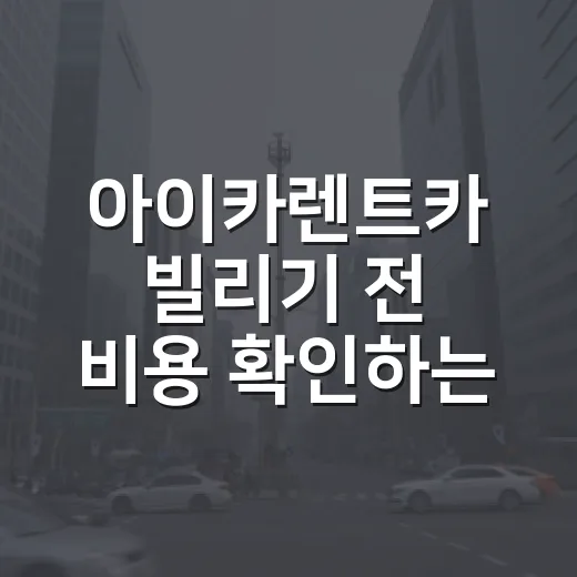 아이카렌트카 빌리기 전 비용 확인하는 방법 - 요약