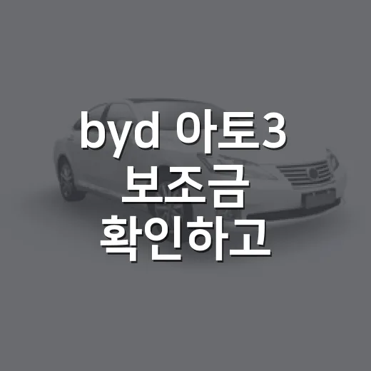 byd 아토3 보조금 확인하고 구매가 계산하는 방법 - 요약