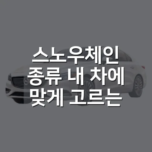 스노우체인 종류 내 차에 맞게 고르는 방법 - 요약