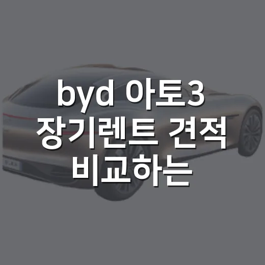 byd 아토3 장기렌트 견적 비교하는 방법 - 요약