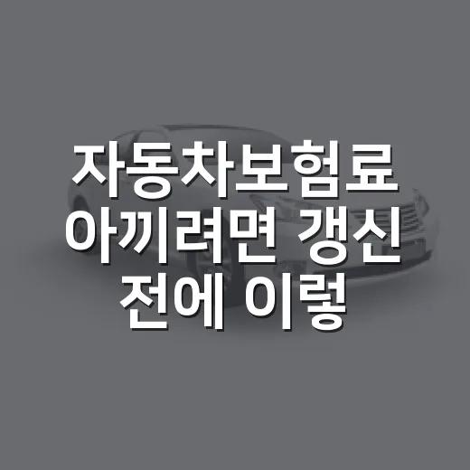 자동차보험료 아끼려면 갱신 전에 이렇게 비교하세요 - 요약