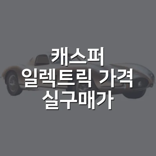 캐스퍼 일렉트릭 가격 실구매가 계산하는 방법 - 요약