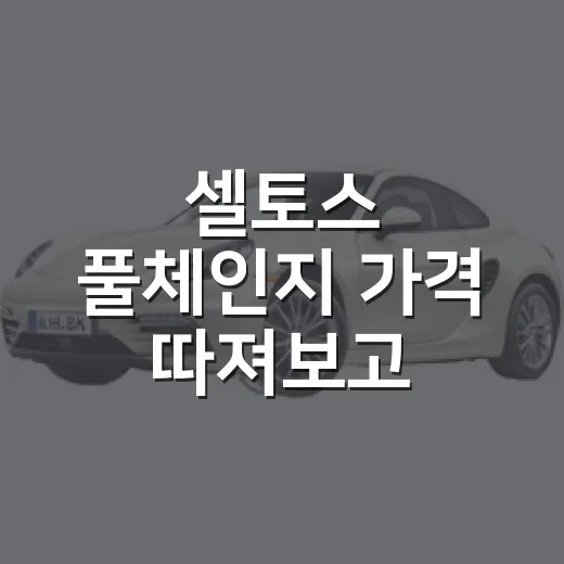 셀토스 풀체인지 가격 따져보고 고르는 방법 - 요약