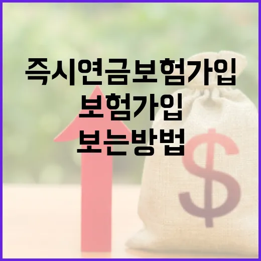 즉시연금보험 가입하려면 이렇게 따져보는 방법 - 요약