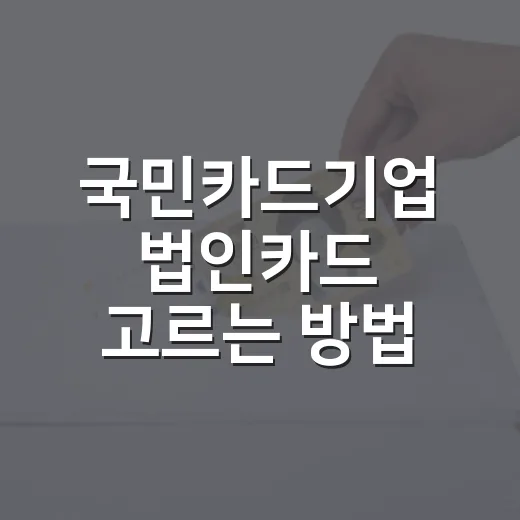 국민카드기업 법인카드 고르는 방법, 비용 통제부터 증빙까지 이렇게 보면 됩니다 - 요약