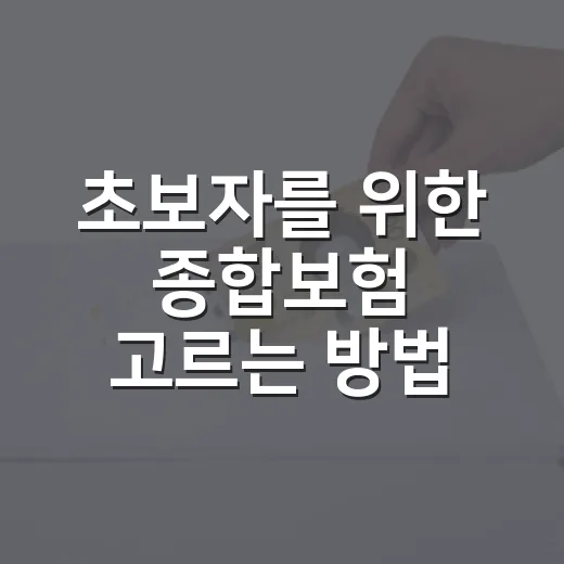 초보자를 위한 종합보험 고르는 방법, 보장부터 보험료까지 이렇게 보면 됩니다 - 요약