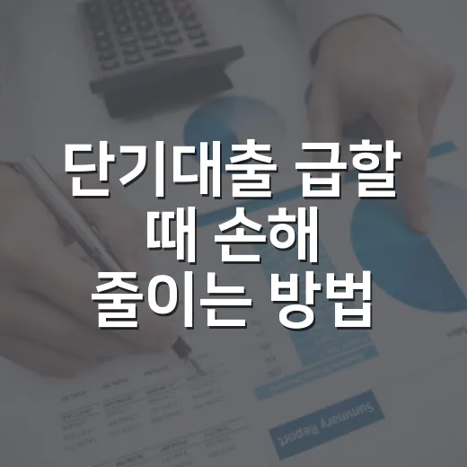 단기대출 급할 때 손해 줄이는 방법 - 요약