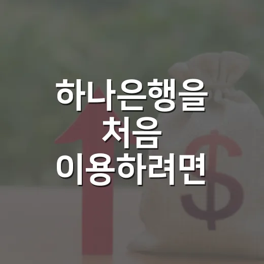 하나은행을 처음 이용하려면 이렇게 시작하는 방법 - 요약