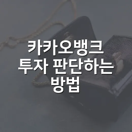 카카오뱅크 투자 판단하는 방법, 숫자와 리스크를 같이 보는 법 - 요약