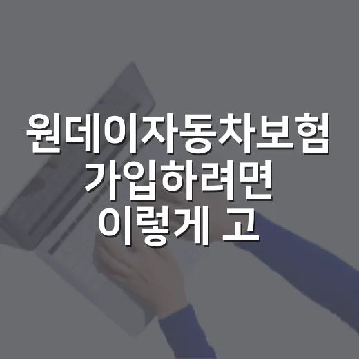 원데이자동차보험 가입하려면 이렇게 고르면 됩니다 - 요약