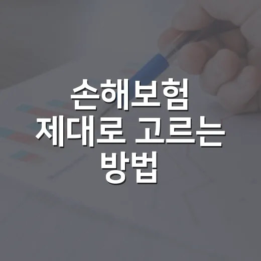 손해보험 제대로 고르는 방법: 보험료보다 먼저 봐야 할 기준 - 요약